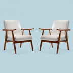 Lot de 2 fauteuils d'appoint modernes du milieu du siècle, en similicuir avec cadre en bois de hêtre