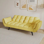 57 Canapé convertible, lit futon confortable en mélange de polyester avec 2 oreillers carrés, canapé-lit convertible avec dossier réglable