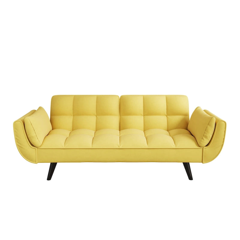 57 Canapé convertible, lit futon confortable en mélange de polyester avec 2 oreillers carrés, canapé-lit convertible avec dossier réglable