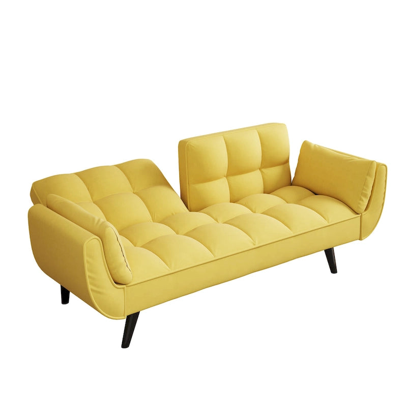 57 Canapé convertible, lit futon confortable en mélange de polyester avec 2 oreillers carrés, canapé-lit convertible avec dossier réglable
