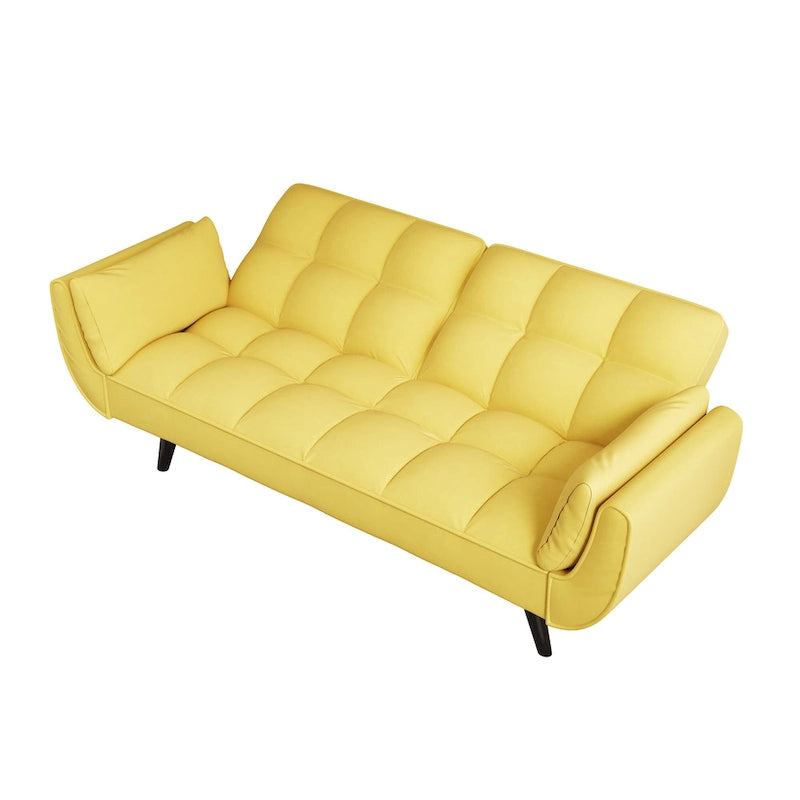 57 Canapé convertible, lit futon confortable en mélange de polyester avec 2 oreillers carrés, canapé-lit convertible avec dossier réglable