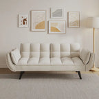 57 Canapé convertible, lit futon confortable en mélange de polyester avec 2 oreillers carrés, canapé-lit convertible avec dossier réglable