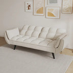 57 Canapé convertible, lit futon confortable en mélange de polyester avec 2 oreillers carrés, canapé-lit convertible avec dossier réglable