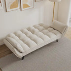 57 Canapé convertible, lit futon confortable en mélange de polyester avec 2 oreillers carrés, canapé-lit convertible avec dossier réglable