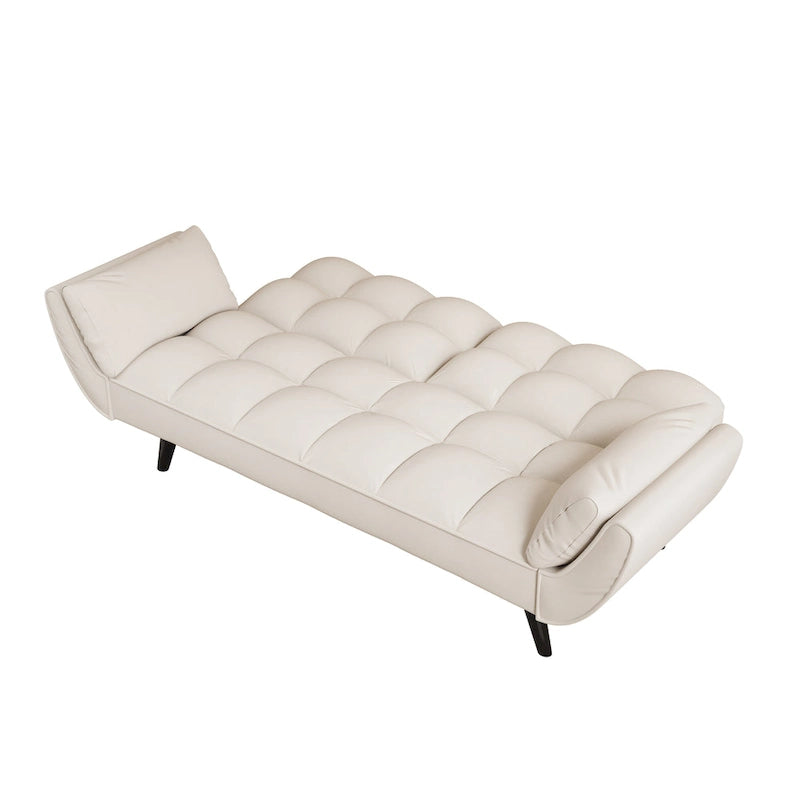 57 Canapé convertible, lit futon confortable en mélange de polyester avec 2 oreillers carrés, canapé-lit convertible avec dossier réglable