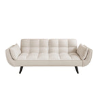 57 Canapé convertible, lit futon confortable en mélange de polyester avec 2 oreillers carrés, canapé-lit convertible avec dossier réglable