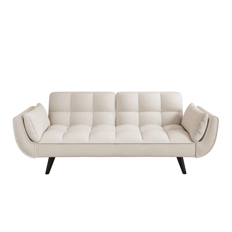 57 Canapé convertible, lit futon confortable en mélange de polyester avec 2 oreillers carrés, canapé-lit convertible avec dossier réglable