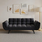 57 Canapé convertible, lit futon confortable en mélange de polyester avec 2 oreillers carrés, canapé-lit convertible avec dossier réglable