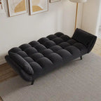 57 Canapé convertible, lit futon confortable en mélange de polyester avec 2 oreillers carrés, canapé-lit convertible avec dossier réglable