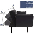 57 Canapé convertible, lit futon confortable en mélange de polyester avec 2 oreillers carrés, canapé-lit convertible avec dossier réglable