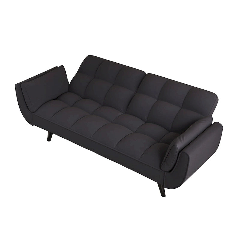 57 Canapé convertible, lit futon confortable en mélange de polyester avec 2 oreillers carrés, canapé-lit convertible avec dossier réglable