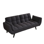 57 Canapé convertible, lit futon confortable en mélange de polyester avec 2 oreillers carrés, canapé-lit convertible avec dossier réglable