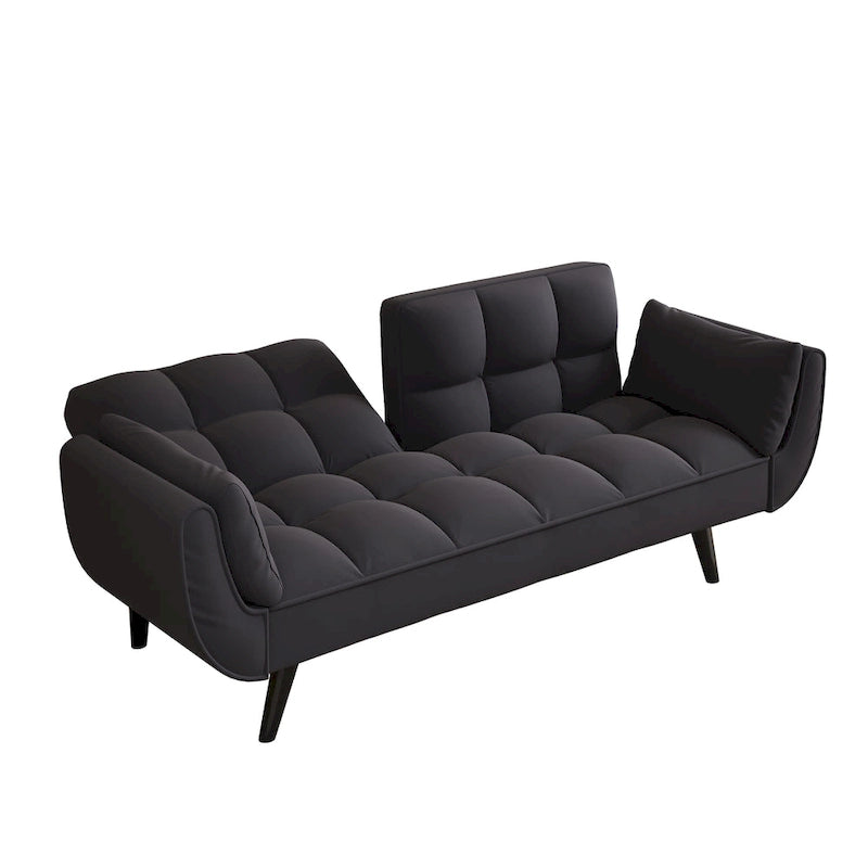 57 Canapé convertible, lit futon confortable en mélange de polyester avec 2 oreillers carrés, canapé-lit convertible avec dossier réglable