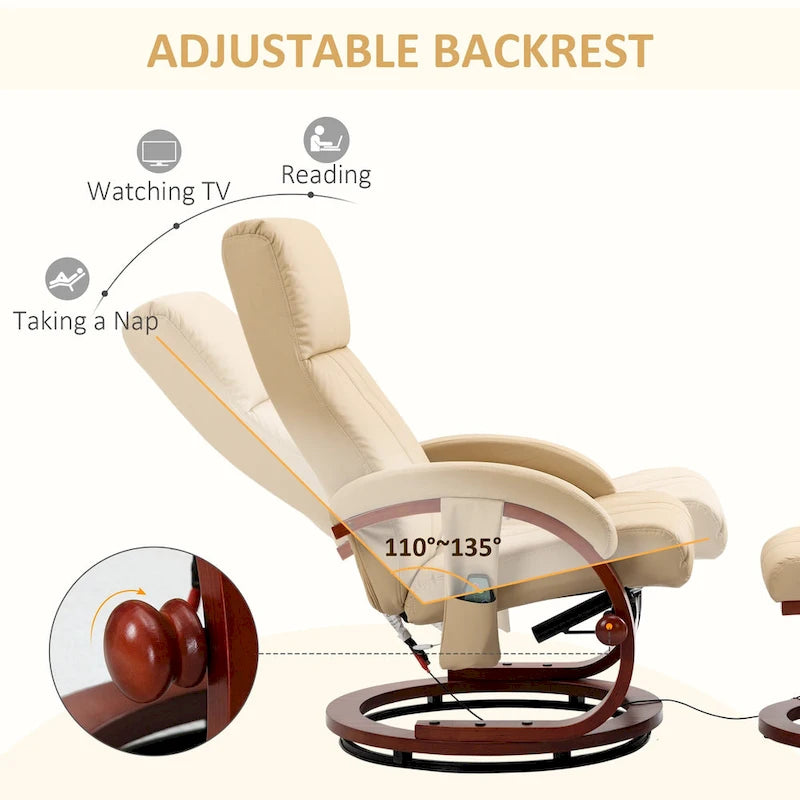 Fauteuil inclinable pivotant moderne à dossier haut 26 avec télécommande