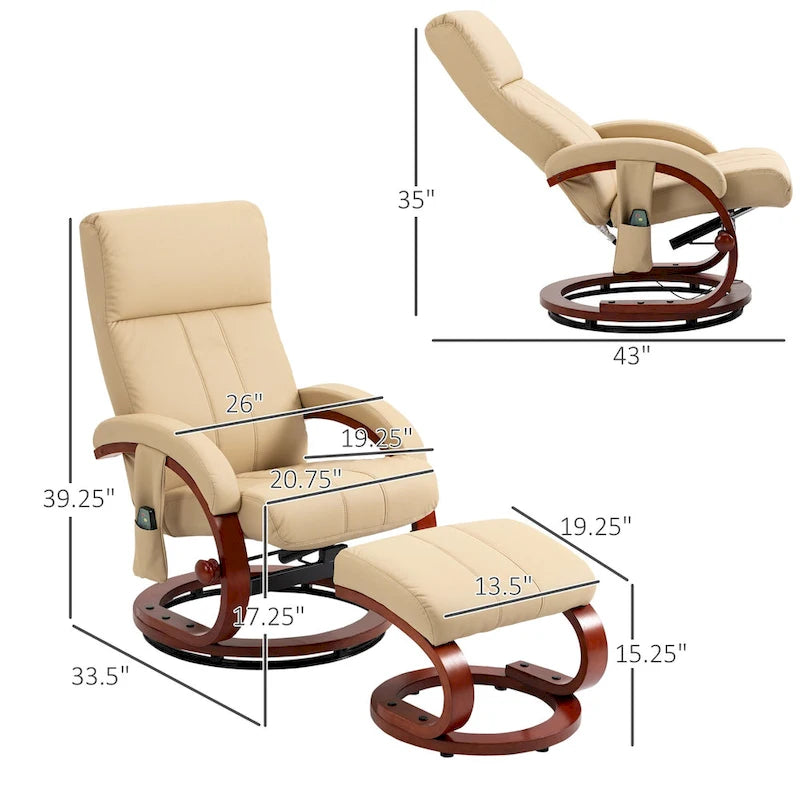 Fauteuil inclinable pivotant moderne à dossier haut 26 avec télécommande