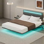 Cadre de lit flottant King Size avec tête de lit réglable et lumières RVB