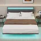 Cadre de lit flottant King Size avec tête de lit réglable et lumières RVB