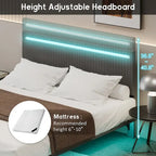 Cadre de lit flottant King Size avec tête de lit réglable et lumières RVB
