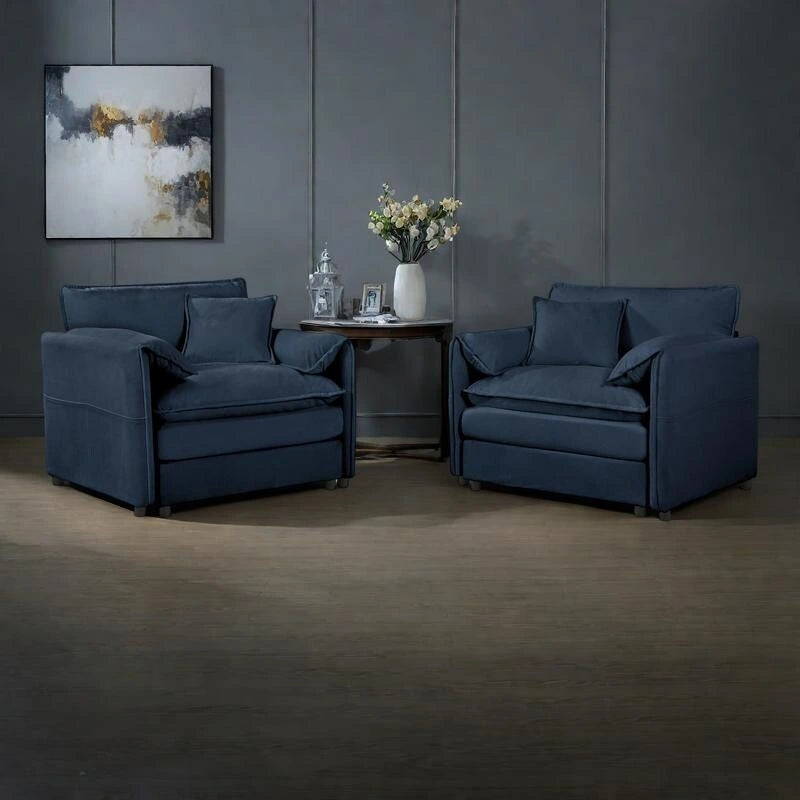 Lot de 2 fauteuils d'appoint en chenille avec accoudoirs surdimensionnés et sièges profonds de 76 cm (capacité de 360 kg)