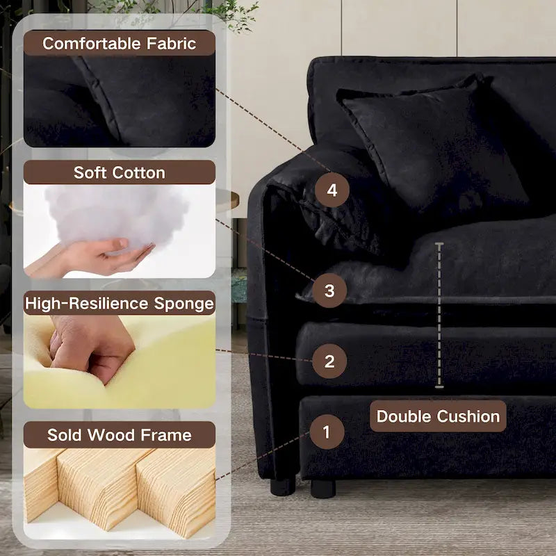 Lot de 2 fauteuils d'appoint en chenille avec accoudoirs surdimensionnés et sièges profonds de 76 cm (capacité de 360 kg)