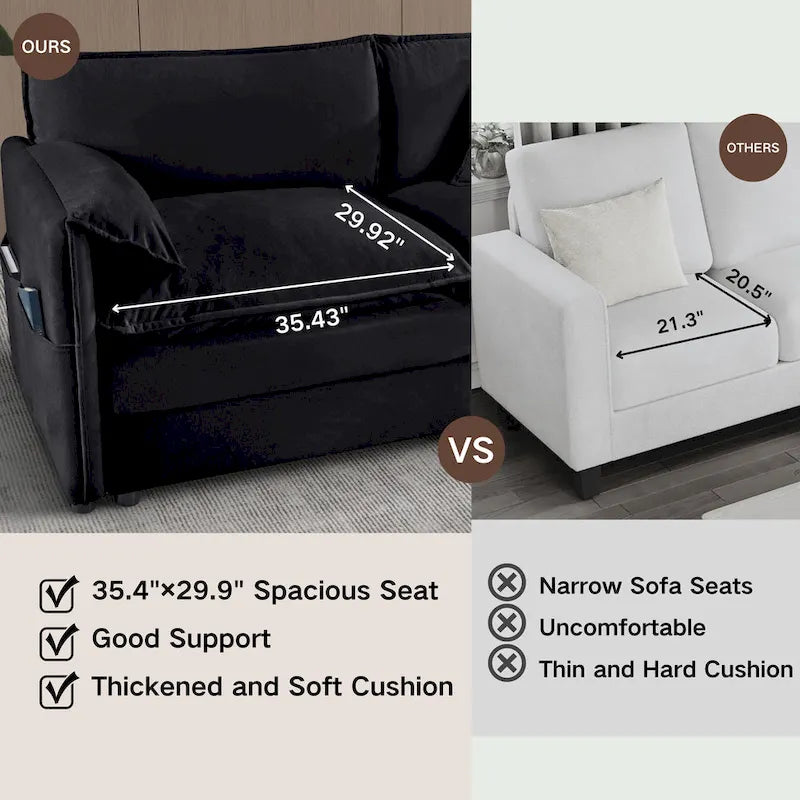 Lot de 2 fauteuils d'appoint en chenille avec accoudoirs surdimensionnés et sièges profonds de 76 cm (capacité de 360 kg)