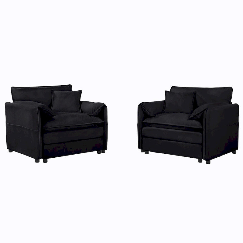 Lot de 2 fauteuils d'appoint en chenille avec accoudoirs surdimensionnés et sièges profonds de 76 cm (capacité de 360 kg)