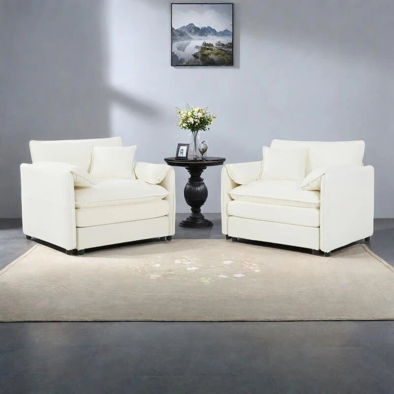 Lot de 2 fauteuils d'appoint en chenille avec accoudoirs surdimensionnés et sièges profonds de 76 cm (capacité de 360 kg)