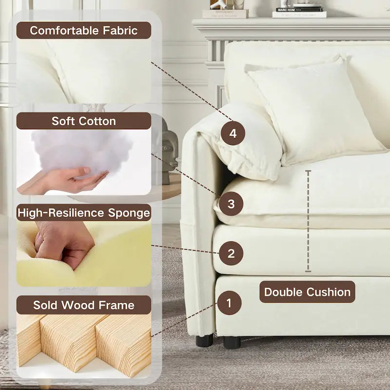 Lot de 2 fauteuils d'appoint en chenille avec accoudoirs surdimensionnés et sièges profonds de 76 cm (capacité de 360 kg)