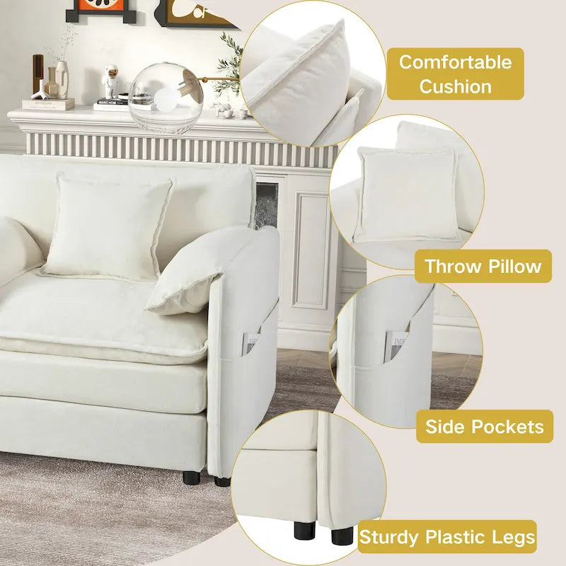 Lot de 2 fauteuils d'appoint en chenille avec accoudoirs surdimensionnés et sièges profonds de 76 cm (capacité de 360 kg)