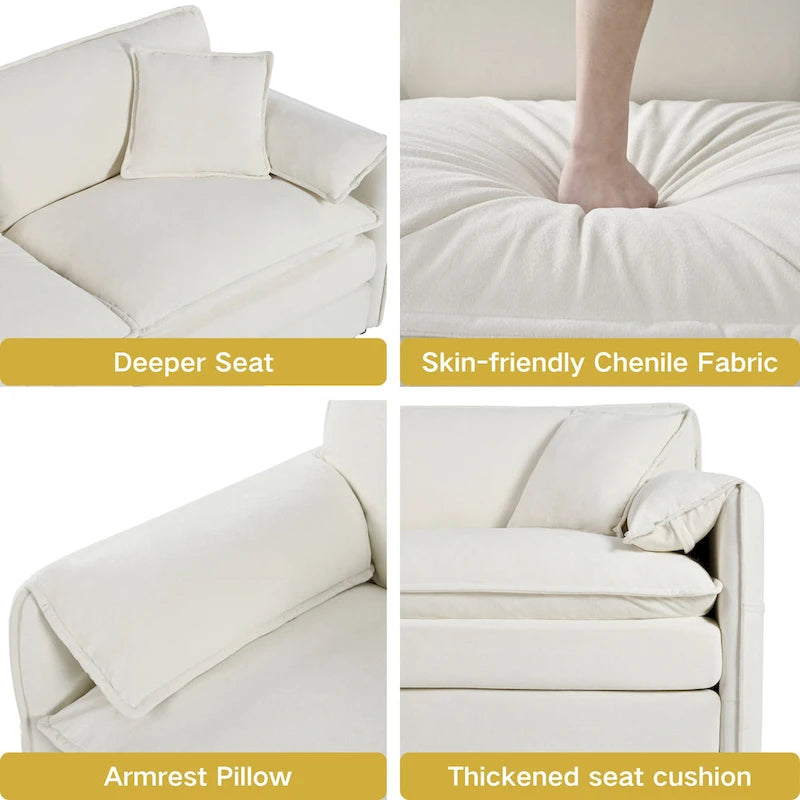 Lot de 2 fauteuils d'appoint en chenille avec accoudoirs surdimensionnés et sièges profonds de 76 cm (capacité de 360 kg)