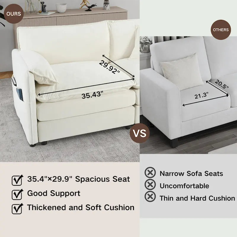 Lot de 2 fauteuils d'appoint en chenille avec accoudoirs surdimensionnés et sièges profonds de 76 cm (capacité de 360 kg)