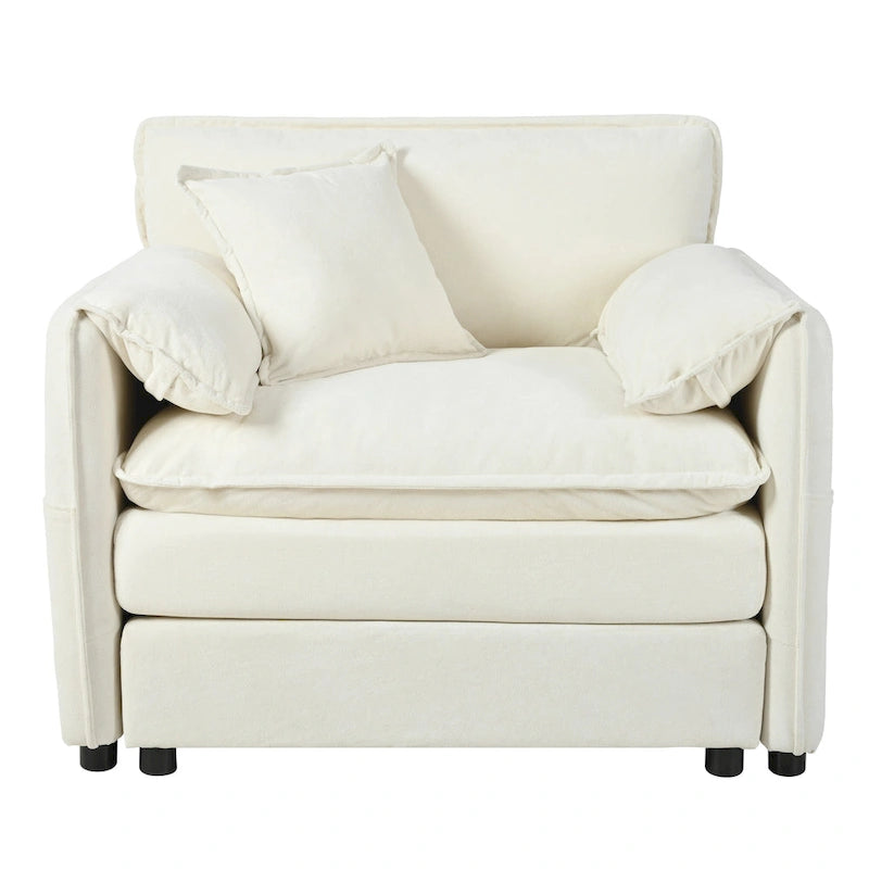Lot de 2 fauteuils d'appoint en chenille avec accoudoirs surdimensionnés et sièges profonds de 76 cm (capacité de 360 kg)