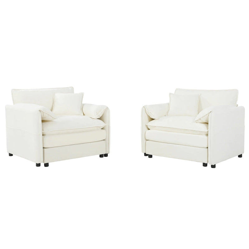 Lot de 2 fauteuils d'appoint en chenille avec accoudoirs surdimensionnés et sièges profonds de 76 cm (capacité de 360 kg)