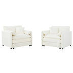 Lot de 2 fauteuils d'appoint en chenille avec accoudoirs surdimensionnés et sièges profonds de 76 cm (capacité de 360 kg)