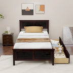 Cadre de lit plateforme en bois de taille simple avec 2 tiroirs de rangement