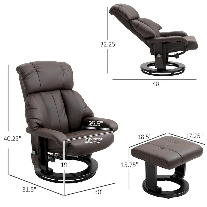 Fauteuil inclinable manuel avec fonction massage et repose-pieds