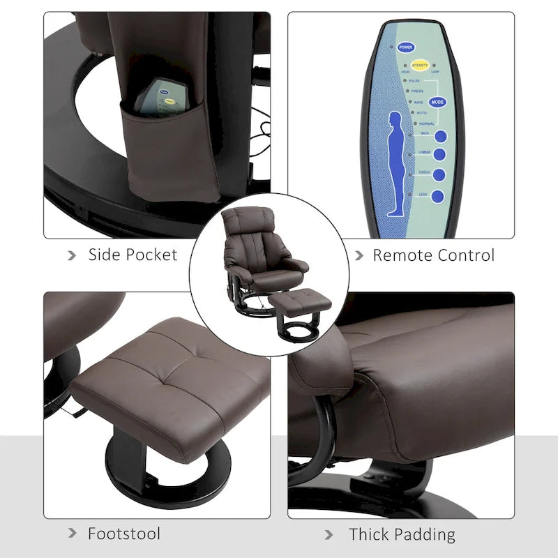 Fauteuil inclinable manuel avec fonction massage et repose-pieds