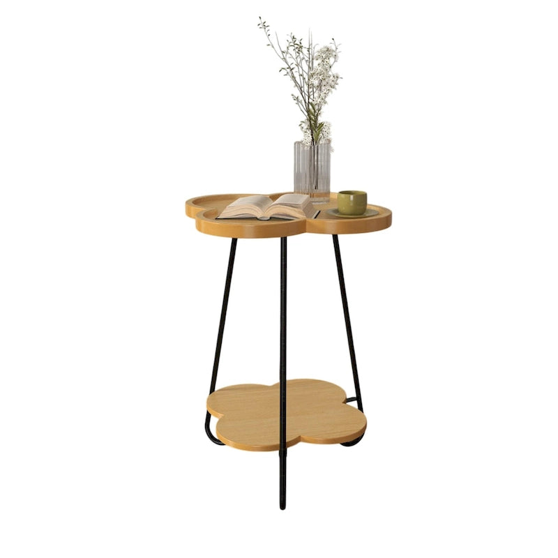 Table d'appoint à deux plateaux avec étagère de rangement