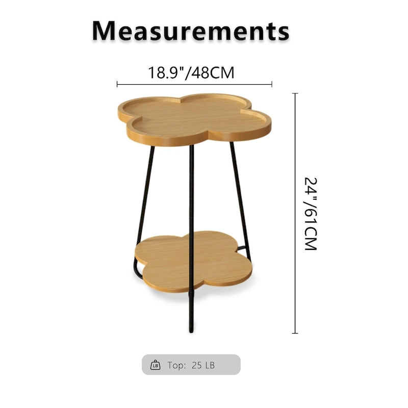 Table d'appoint à deux plateaux avec étagère de rangement