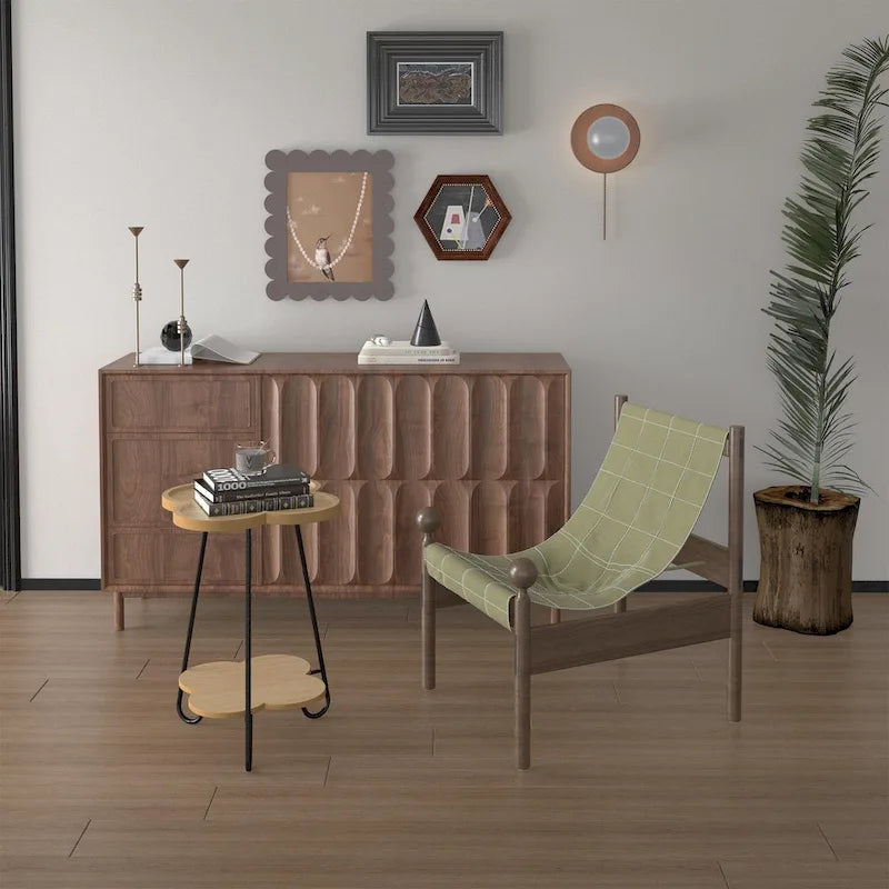 Table d'appoint à deux plateaux avec étagère de rangement