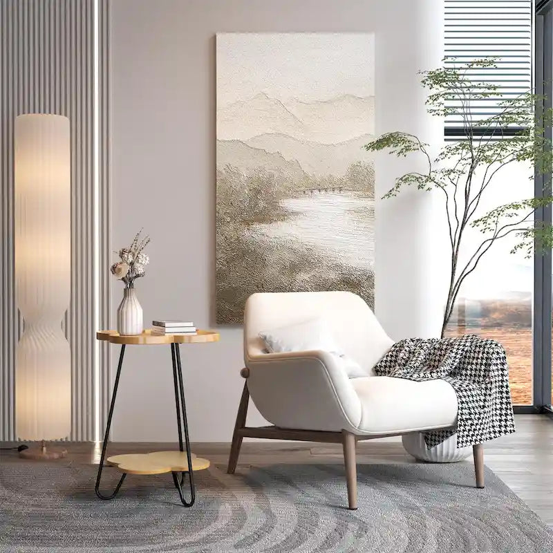 Table d'appoint à deux plateaux avec étagère de rangement