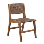 Lot de 2 chaises de salle à manger en similicuir à dossier tressé