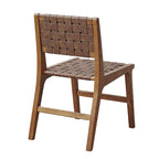 Lot de 2 chaises de salle à manger en similicuir à dossier tressé
