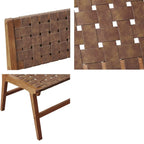 Lot de 2 chaises de salle à manger en similicuir à dossier tressé