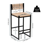 Tabourets de bar lot de 2, assise en corde de papier tressée à la main avec cadre en métal, hauteur de comptoir