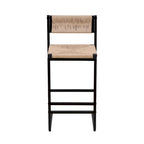 Tabourets de bar lot de 2, assise en corde de papier tressée à la main avec cadre en métal, hauteur de comptoir