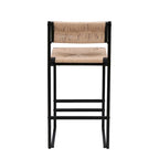 Tabourets de bar lot de 2, assise en corde de papier tressée à la main avec cadre en métal, hauteur de comptoir