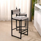Tabourets de bar lot de 2, assise en corde de papier tressée à la main avec cadre en métal, hauteur de comptoir