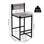 Tabourets de bar lot de 2, assise en corde de papier tressée à la main avec cadre en métal, hauteur de comptoir
