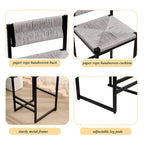 Tabourets de bar lot de 2, assise en corde de papier tressée à la main avec cadre en métal, hauteur de comptoir